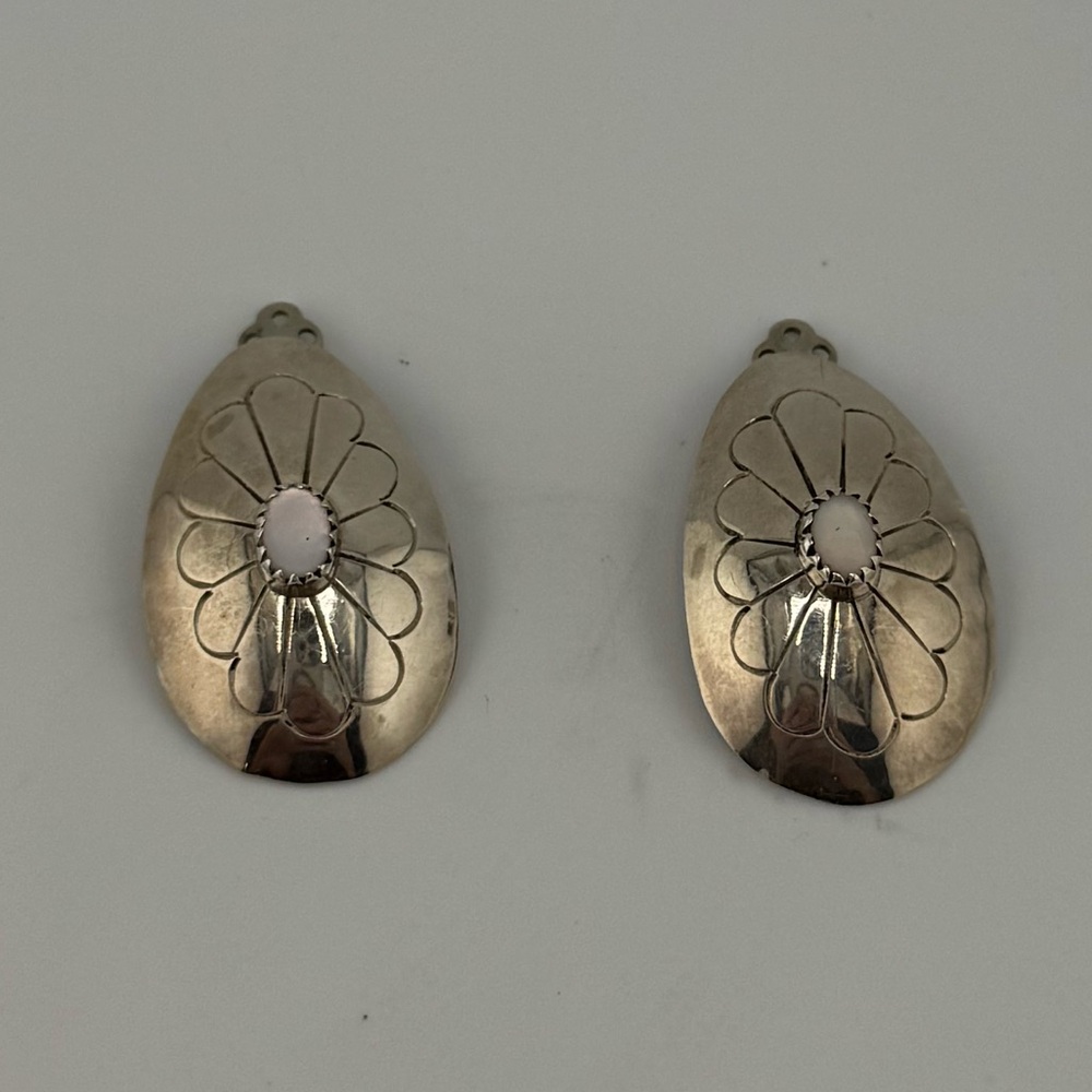 Vintage‎ Native LJ Sterling Clip On Earrings